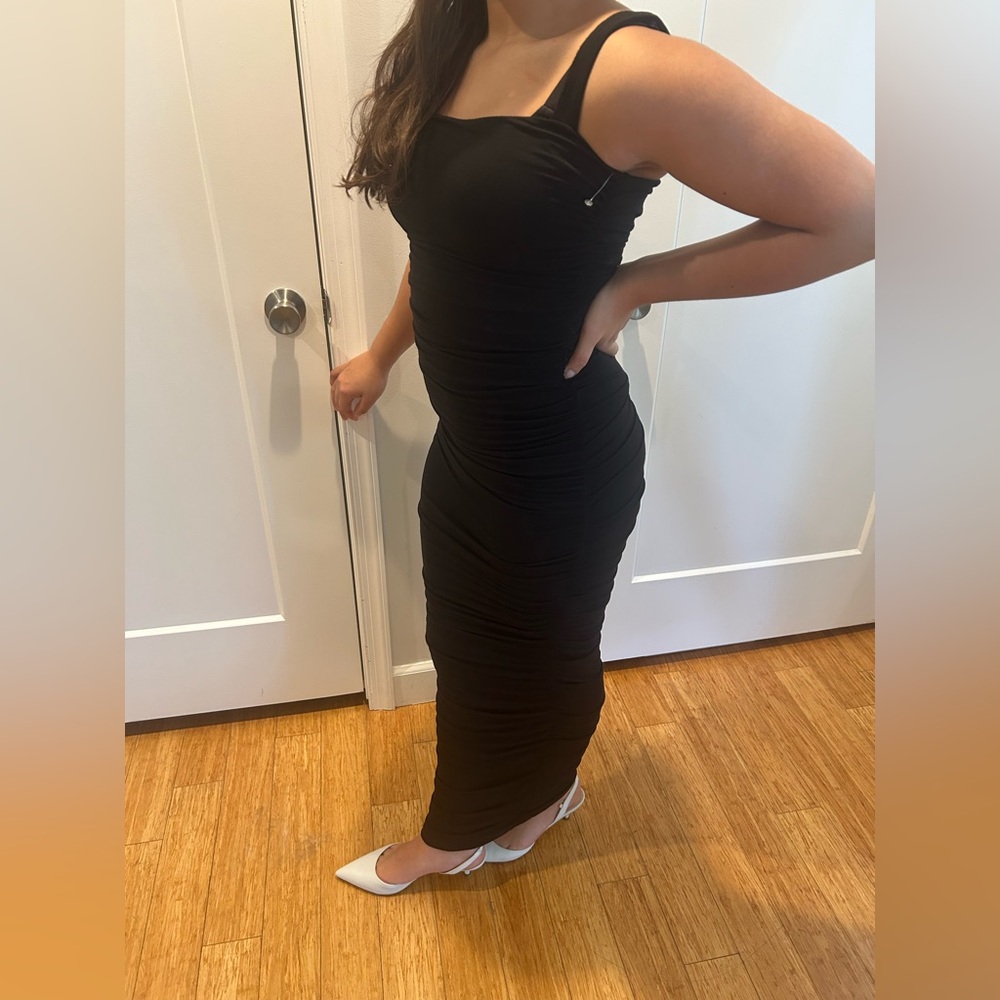 Good American Black Sleeveless Maxi Slip Dress